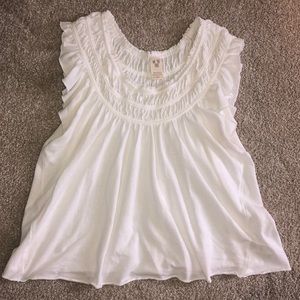 Free People White Ruffle Top